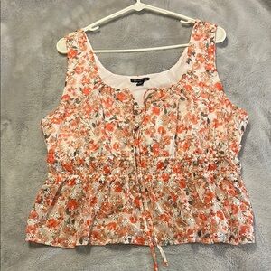 Versona Women’s Floral Sleeveless Top - Orange and White. NWOT Size Large